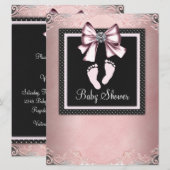 Roze Roze Voetafdrukken Baby shower Kaart (Voorkant / Achterkant)