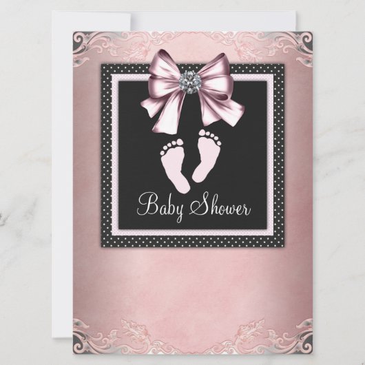 Roze Roze Voetafdrukken Baby shower Kaart (Voorkant)