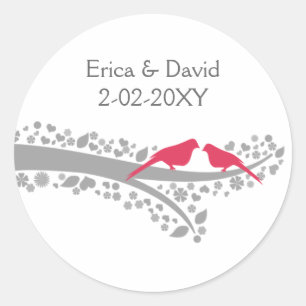 roze roze vogels bruiloft stickers