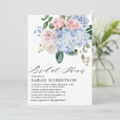 Roze roze Vrijgezellenfeest met mosterdblauwe hydr Kaart (Staand voorkant)