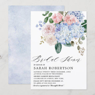 Roze roze Vrijgezellenfeest met mosterdblauwe hydr Kaart