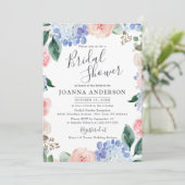 Roze roze Vrijgezellenfeest met mosterdblauwe hydr Kaart (Staand voorkant)