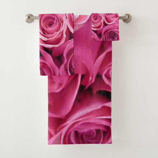 Roze roze washanddoekset bad handdoek (Insitu)