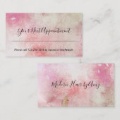 Roze roze Waterverf Abstracte Benoeming Herinnerin Visitekaartje (Voorkant / Achterkant)