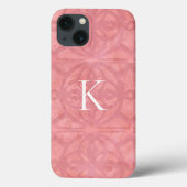 Roze roze Waterverf batik met Initiaal Case-Mate iPhone Case (Achterkant)