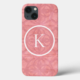 Roze roze Waterverf batik met Initiaal Case-Mate iPhone Case