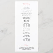 Roze roze waterverf bloemen bruiloft programmakaart (Achterkant)