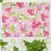 Roze roze waterverf floraal theedoek (Gevouwen)