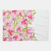 Roze roze waterverf floraal theedoek (Horizontaal)