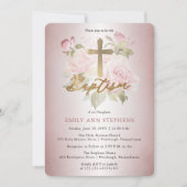 Roze roze Waterverf Floral Girl Baptisme Kaart (Voorkant)