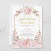  roze roze Waterverf Floral Sweet 16 Kaart (Voorkant)