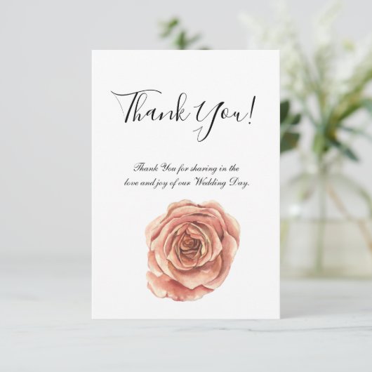 Roze roze Waterverf Hartelijk dank Bedankkaart (Staand voorkant)