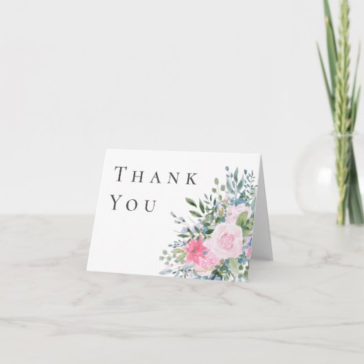 Roze roze Waterverf Hartelijk dank Bedankkaart (Voorkant)