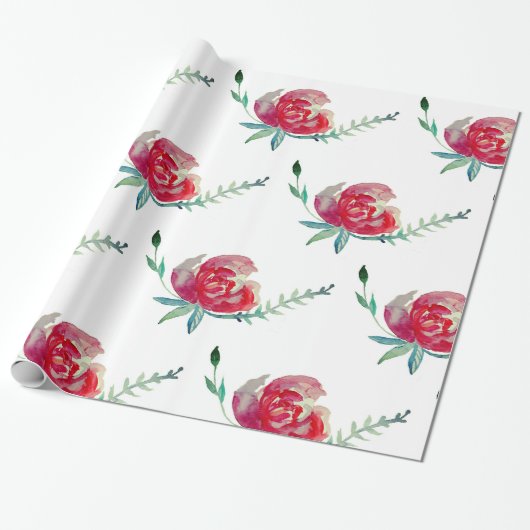 Roze roze Waterverf Kunstverfpapier Cadeaupapier (Uitgerold)