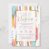 Roze roze Waterverf Memphis Chic Surprise Party Kaart (Voorkant)