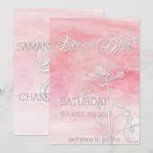 ROZE ROZE WATERVERF PAPAVERS SAVE THE DATE (Voorkant / Achterkant)