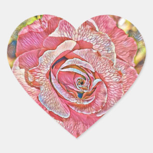 Roze roze waterverf schilderij hart sticker