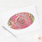 Roze roze waterverf schilderij ovale sticker (Envelop)