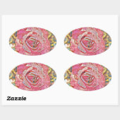 Roze roze waterverf schilderij ovale sticker (Vel)