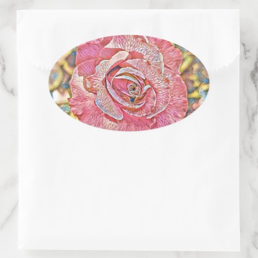 Roze roze waterverf schilderij ovale sticker (Tas)