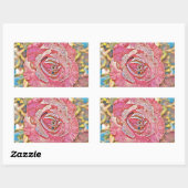 Roze roze waterverf schilderij rechthoekige sticker (Vel)
