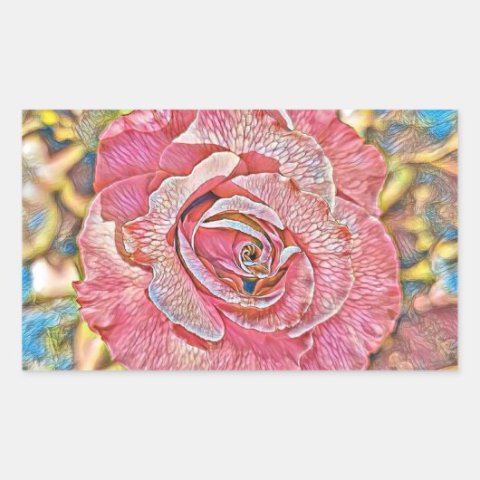 Roze roze waterverf schilderij rechthoekige sticker (Voorkant)