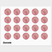 Roze roze waterverf schilderij ronde sticker (Vel)