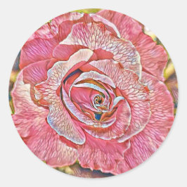 Roze roze waterverf schilderij ronde sticker