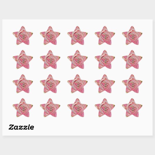 Roze roze waterverf schilderij ster sticker (Vel)