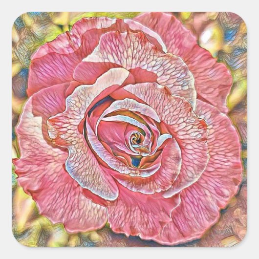 Roze roze waterverf schilderij vierkante sticker (Voorkant)