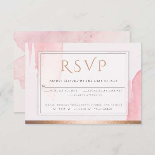 Roze roze Waterverf was RSVP (Voorkant / Achterkant)
