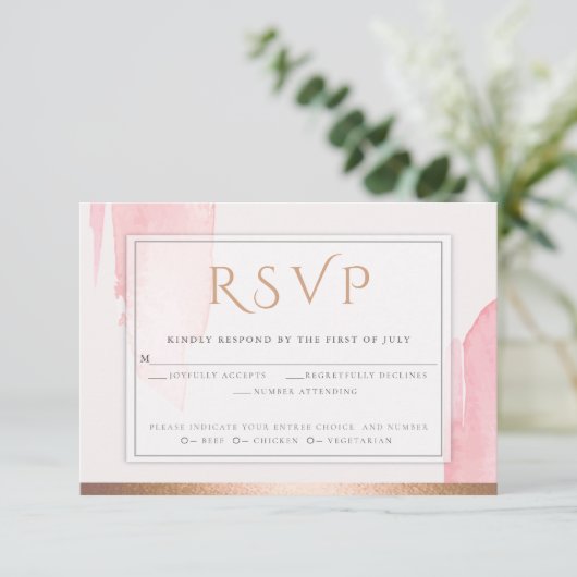 Roze roze Waterverf was RSVP Kaartje (Staand voorkant)