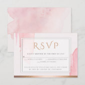 Roze roze Waterverf was RSVP Kaartje (Voorkant / Achterkant)