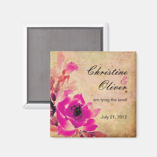 roze roze weddenschap bespaart de datum magneet (Voorkant / Achterkant)