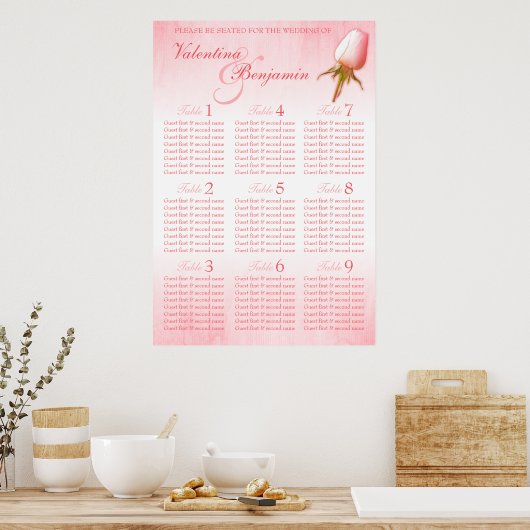Roze roze weduwenkast 1-9 poster (Keuken)