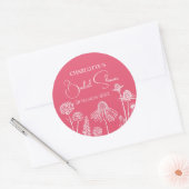 Roze Roze Wilde Bloemen Geschetst Bloemig Ronde Sticker (Envelop)