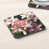 Roze, roze, witte assiatische lenzen bier onderzetter (Linkerzijde)