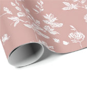 Roze Roze Witte Bloemen Bruidsdouche Cadeaupapier (Rol Hoek)