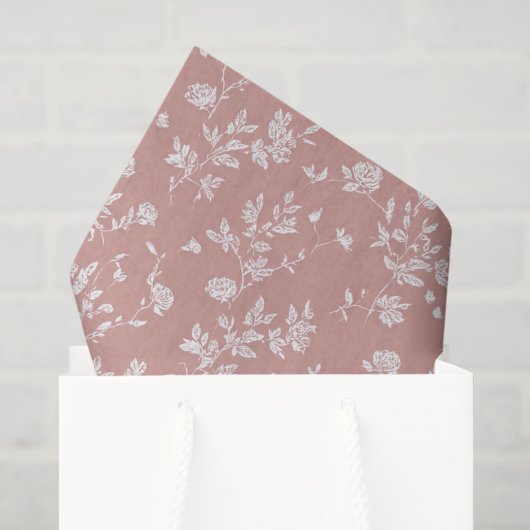 Roze Roze Witte Bloemen Bruidsdouche Tissuepapier (Cadeauzakje)
