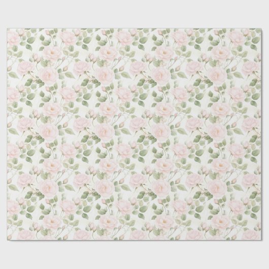 Roze Roze Witte Bloemen Bruiloftsdouche Cadeaupapier (Vlak)