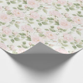 Roze Roze Witte Bloemen Bruiloftsdouche Cadeaupapier (Hoek)