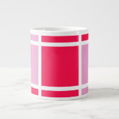 Roze roze witte lijnen vierkant geometrisch grote koffiekop (Voorkant)