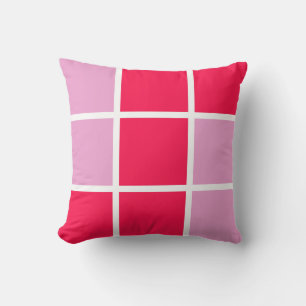 Roze roze witte lijnen vierkant geometrisch kussen