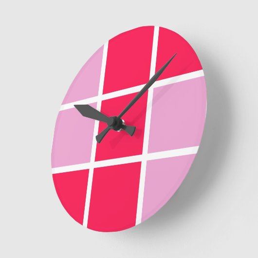 Roze roze witte lijnen vierkant geometrisch ronde klok (Hoek)