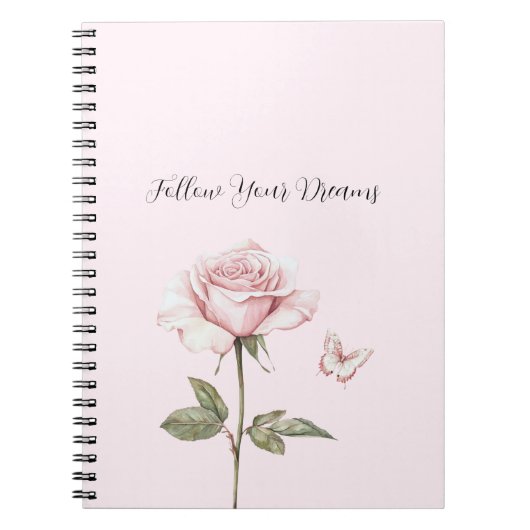 Roze Roze Witte Vlinderdromen Notitieboek (Voorkant)
