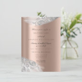 Roze Roze Witte Zoete 16e Bruids Zilver Grijs Kaart (Staand voorkant)