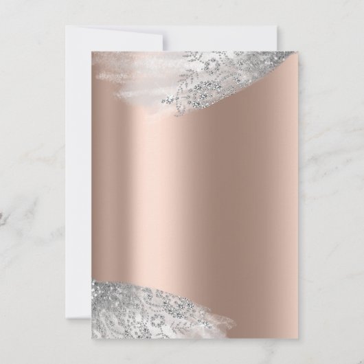 Roze Roze Witte Zoete 16e Bruids Zilver Grijs Kaart (Achterkant)