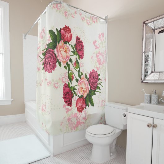 Roze roze wolkengordijn douchegordijn (In situ)