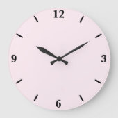 Roze Roze Zacht Bord Wit Pastel Effen Kleur Grote Klok (Voorkant)