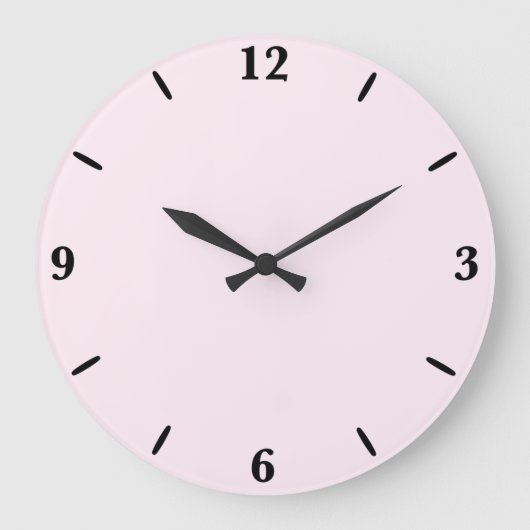 Roze Roze Zacht Bord Wit Pastel Effen Kleur Grote Klok (Voorkant)